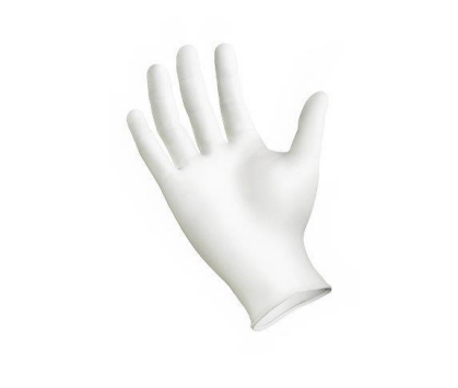 gants Un masque chirurgical à usage unique déplié en tissu bleu